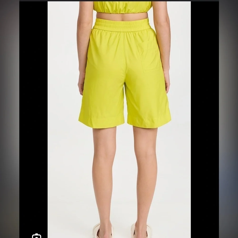 Staud- Lime Elastic Waist Jeter Short and Matching Gigi Strapless Crop Top Set